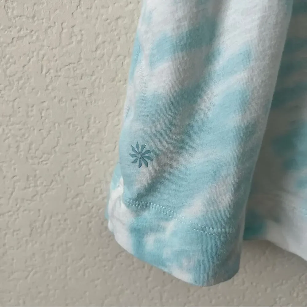 Athleta Girl Tie Dye Explore Tank Top Aqua Blue White Cotton 980501